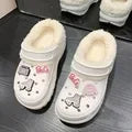 Winter Women'S Clogs Mules Warm Slippers Garden Shoes EVA Cute Cotton inside Shoes