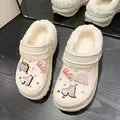 Winter Women'S Clogs Mules Warm Slippers Garden Shoes EVA Cute Cotton inside Shoes