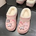 Winter Women'S Clogs Mules Warm Slippers Garden Shoes EVA Cute Cotton inside Shoes