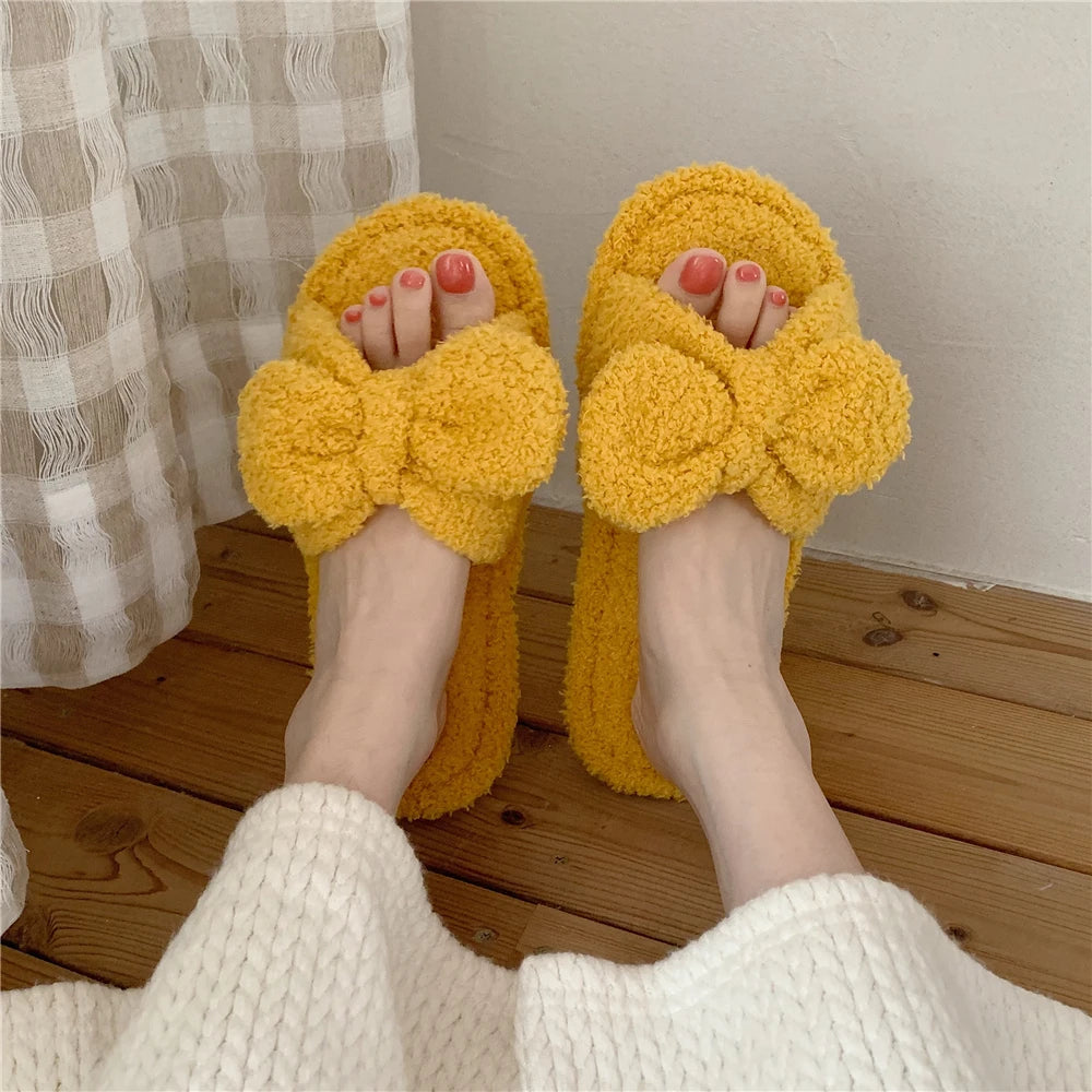 Anti-Slip Cotton Slippers Women'S Spring Autumn Winter Plu Cute Home Indoor Oes Thin Striped Korean Sle Youth Footwear